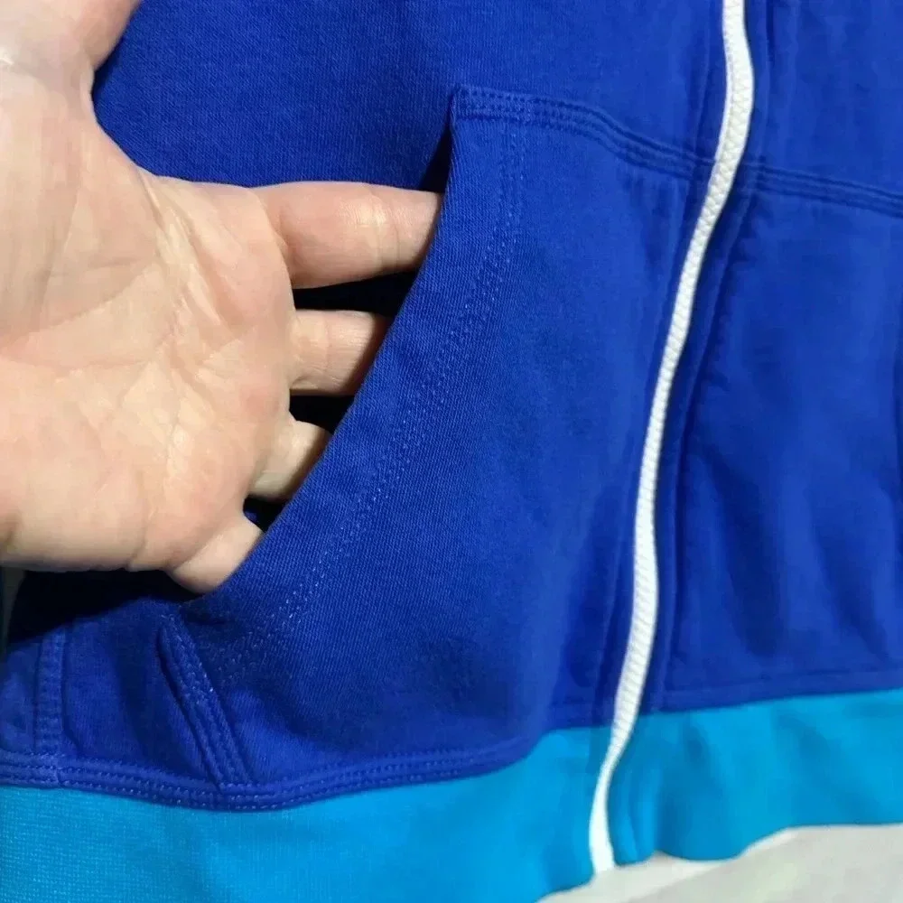 NIKE AIR FULL ZIP COLOR BLOCK HOODIE YOUTH LARGE BLUE SWEATSHIRT LONG SLEEVE